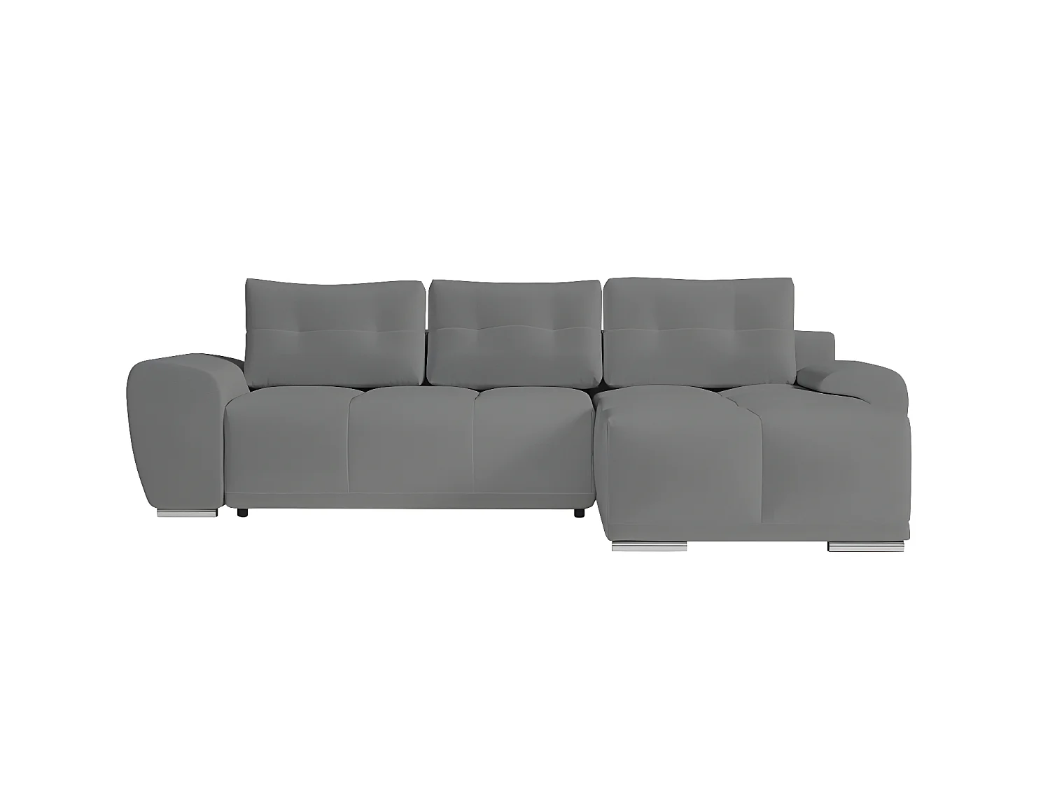 Canapé d'angle droit 4 places convertible Cassandra avec coffre en tissu - Gris - L270 x P181 x H89cm - Loungitude