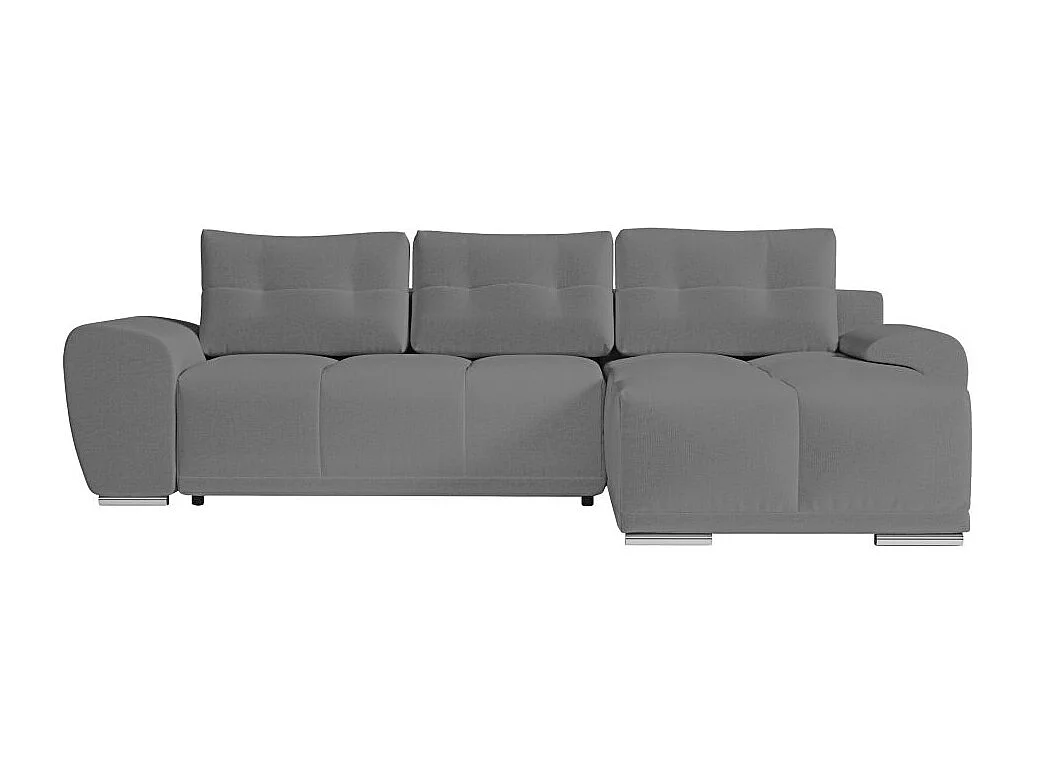Canapé d'angle droit 4 places convertible Cassandra avec coffre en tissu - Gris - L270 x P181 x H89cm - Loungitude