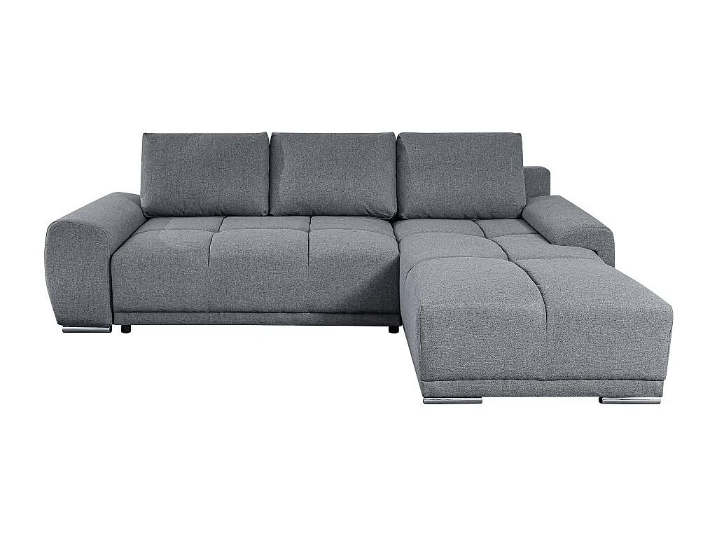 Canapé d'angle droit 4 places convertible Cassandra avec coffre en tissu - Gris - L270 x P181 x H89cm - Loungitude