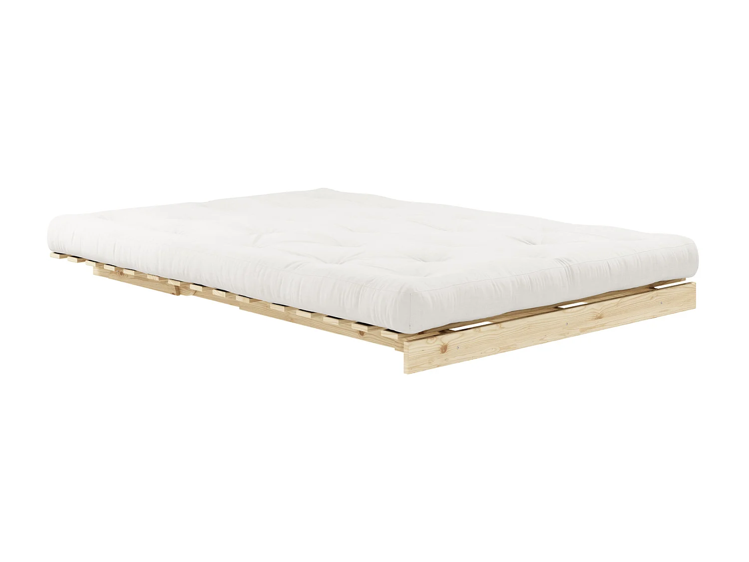 Canapé convertible ROOTS en pin massif naturel avec matelas futon naturel 140x200