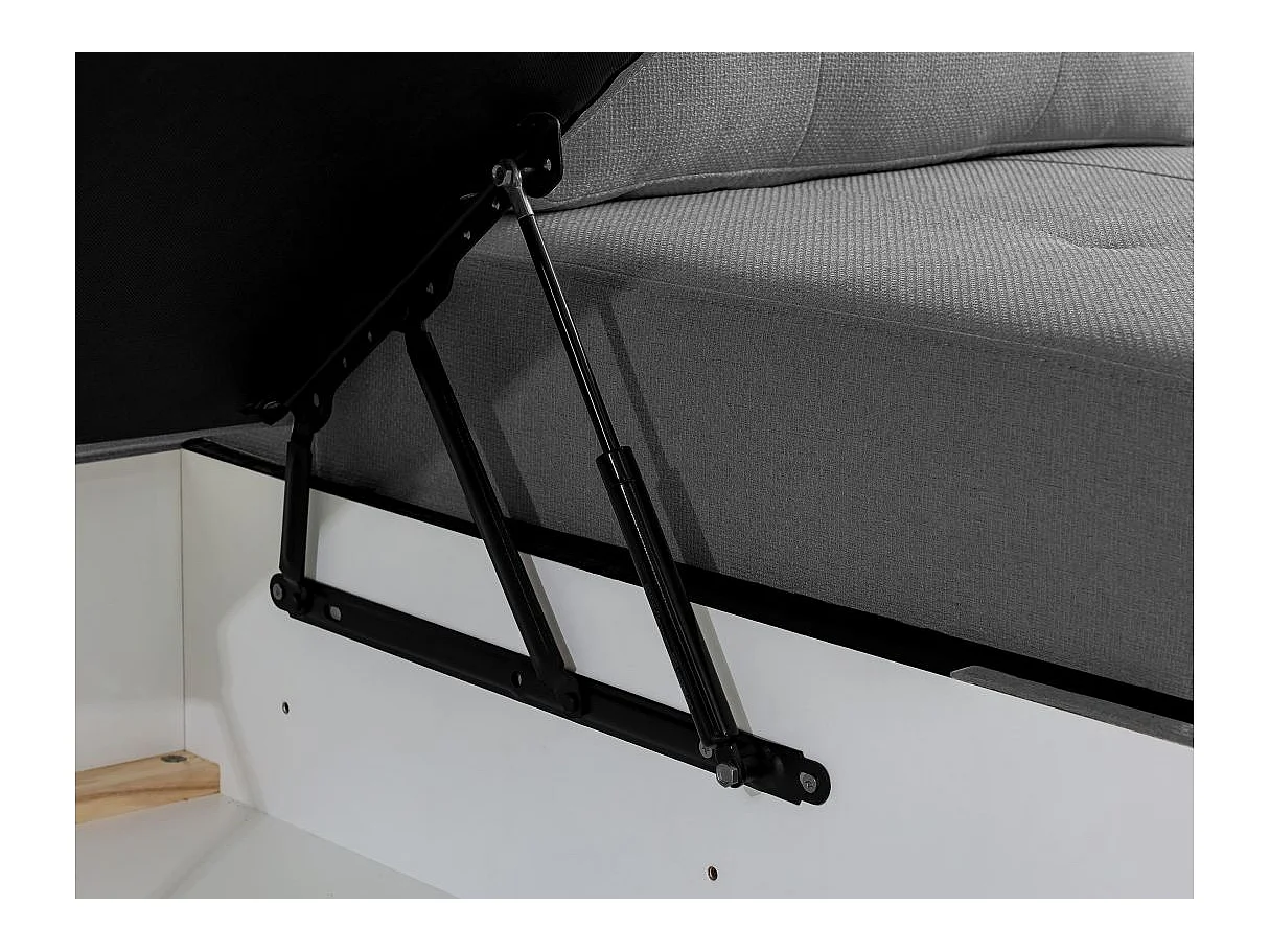 Canapé d'angle gauche 3 places convertible Aden avec coffre en tissu - Gris - L246 x P174 x H96cm - Loungitude