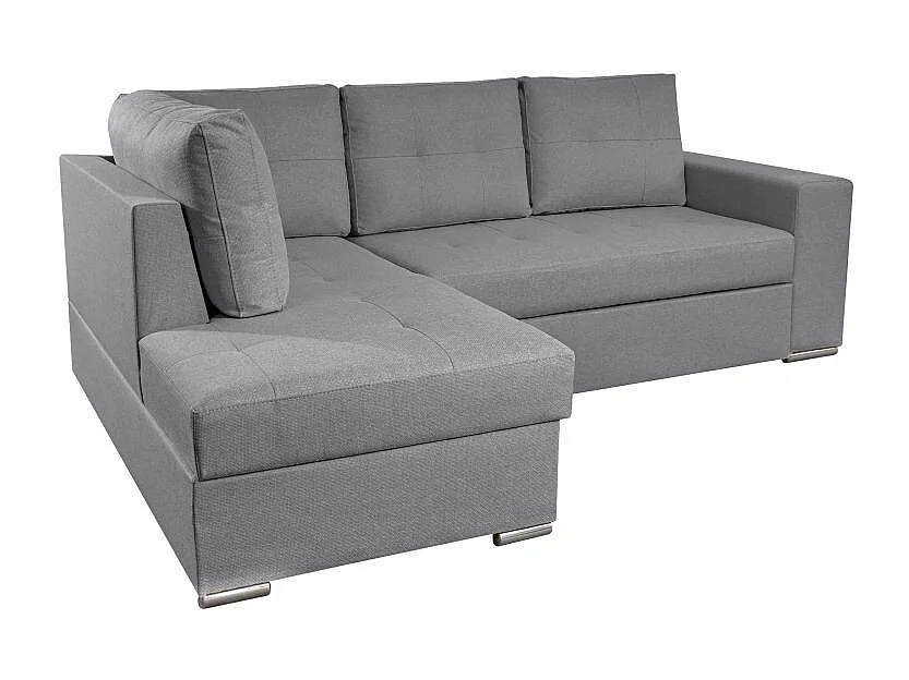 Canapé d'angle gauche 3 places convertible Aden avec coffre en tissu - Gris - L246 x P174 x H96cm - Loungitude