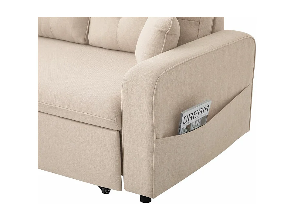 Canapé d'angle 3 places convertible réversible Marius en tissu - Beige - L220 x P146 x H84cm - Loungitude
