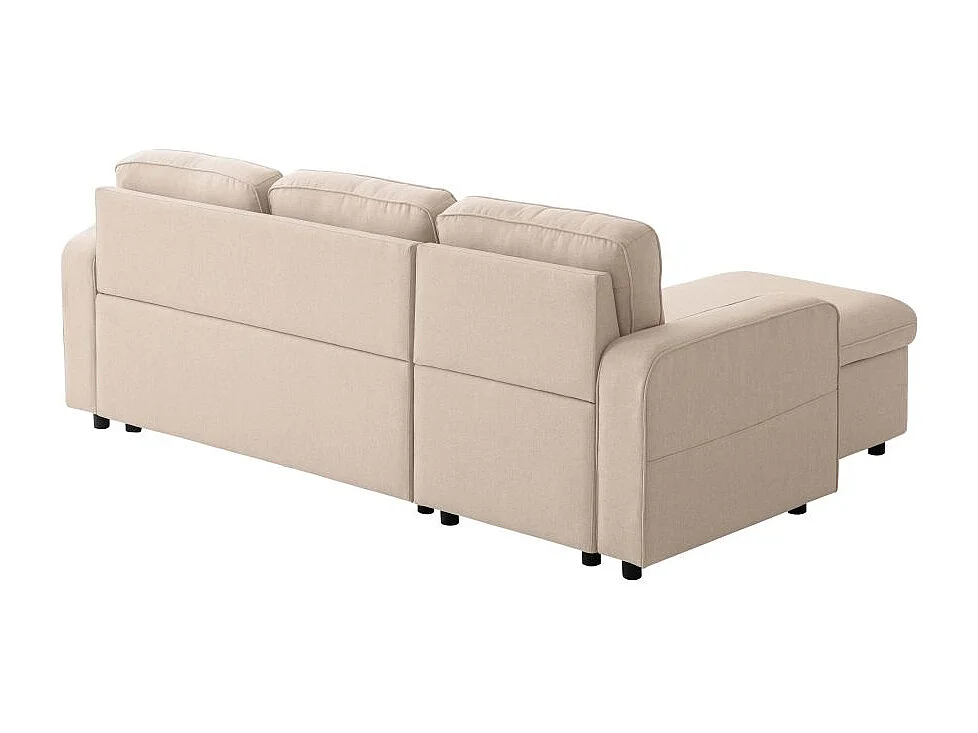Canapé d'angle 3 places convertible réversible Marius en tissu - Beige - L220 x P146 x H84cm - Loungitude