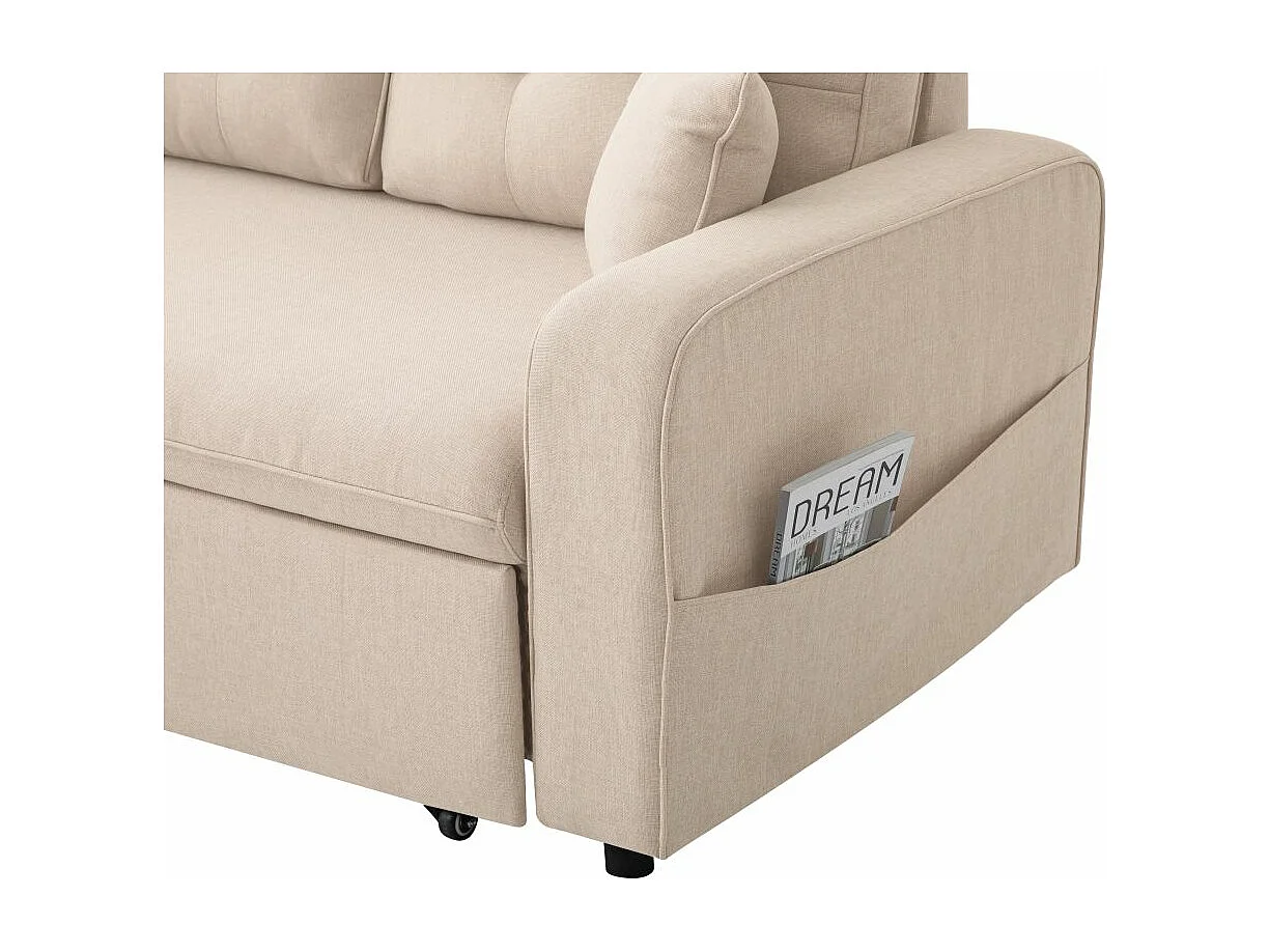 Canapé d'angle 3 places convertible réversible Marius en tissu - Beige - L220 x P146 x H84cm - Loungitude