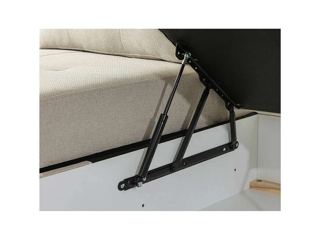 Canapé d'angle droit 3 places convertible Aden avec coffre en tissu - Beige - L246 x P174 x H96cm - Loungitude