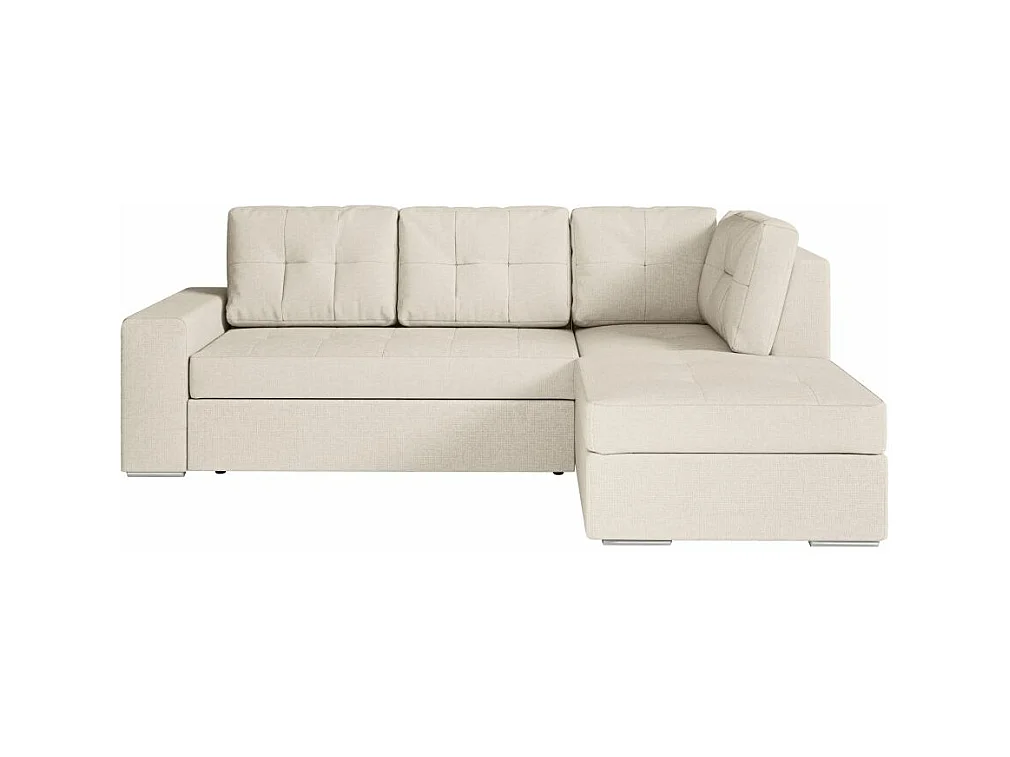 Canapé d'angle droit 3 places convertible Aden avec coffre en tissu - Beige - L246 x P174 x H96cm - Loungitude