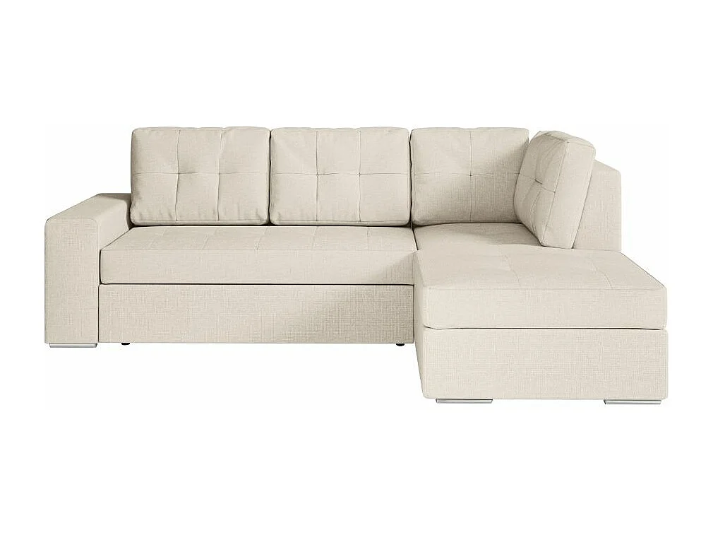 Canapé d'angle droit 3 places convertible Aden avec coffre en tissu - Beige - L246 x P174 x H96cm - Loungitude