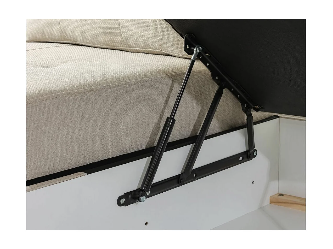 Canapé d'angle droit 3 places convertible Aden avec coffre en tissu - Beige - L246 x P174 x H96cm - Loungitude