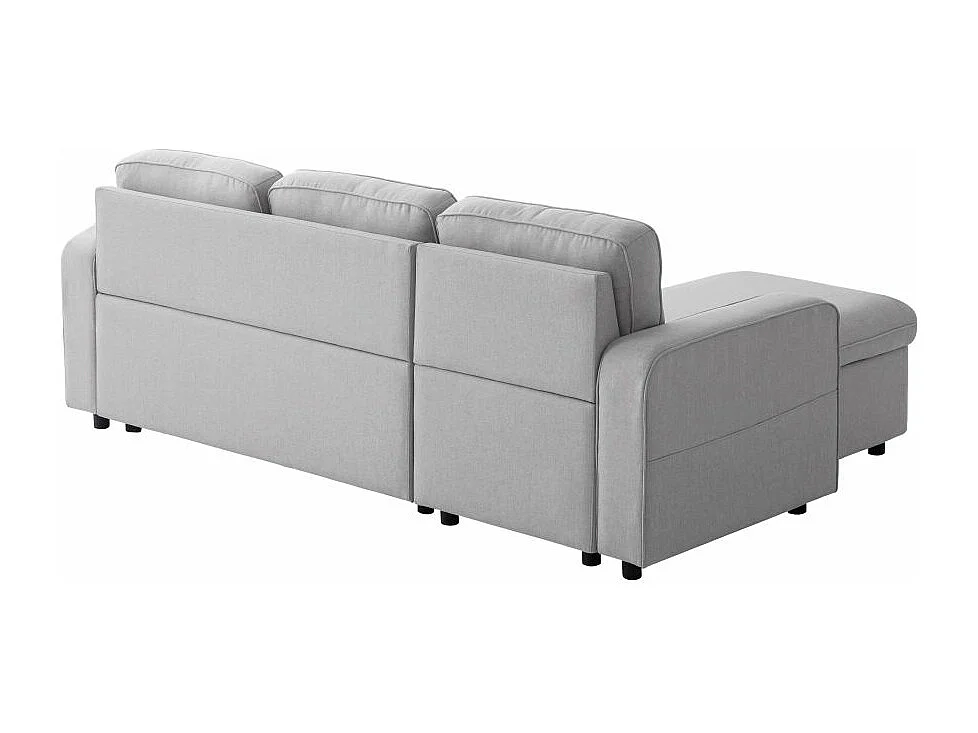 Canapé d'angle 3 places convertible réversible Marius en tissu - Gris clair - L220 x P146 x H84cm - Loungitude