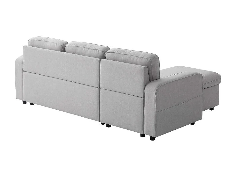 Canapé d'angle 3 places convertible réversible Marius en tissu - Gris clair - L220 x P146 x H84cm - Loungitude