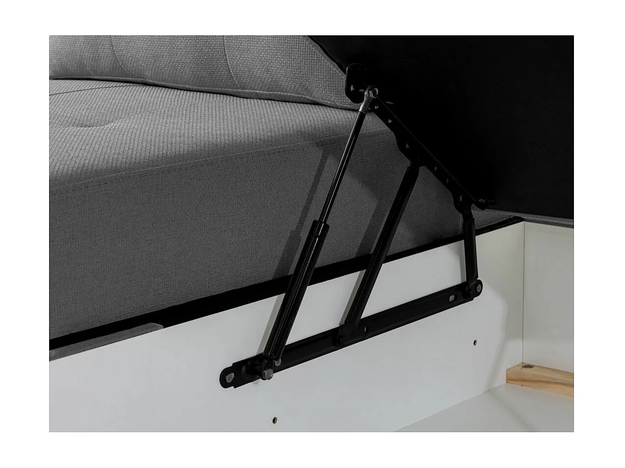 Canapé d'angle droit 3 places convertible Aden avec coffre en tissu - Gris - L246 x P174 x H96cm - Loungitude