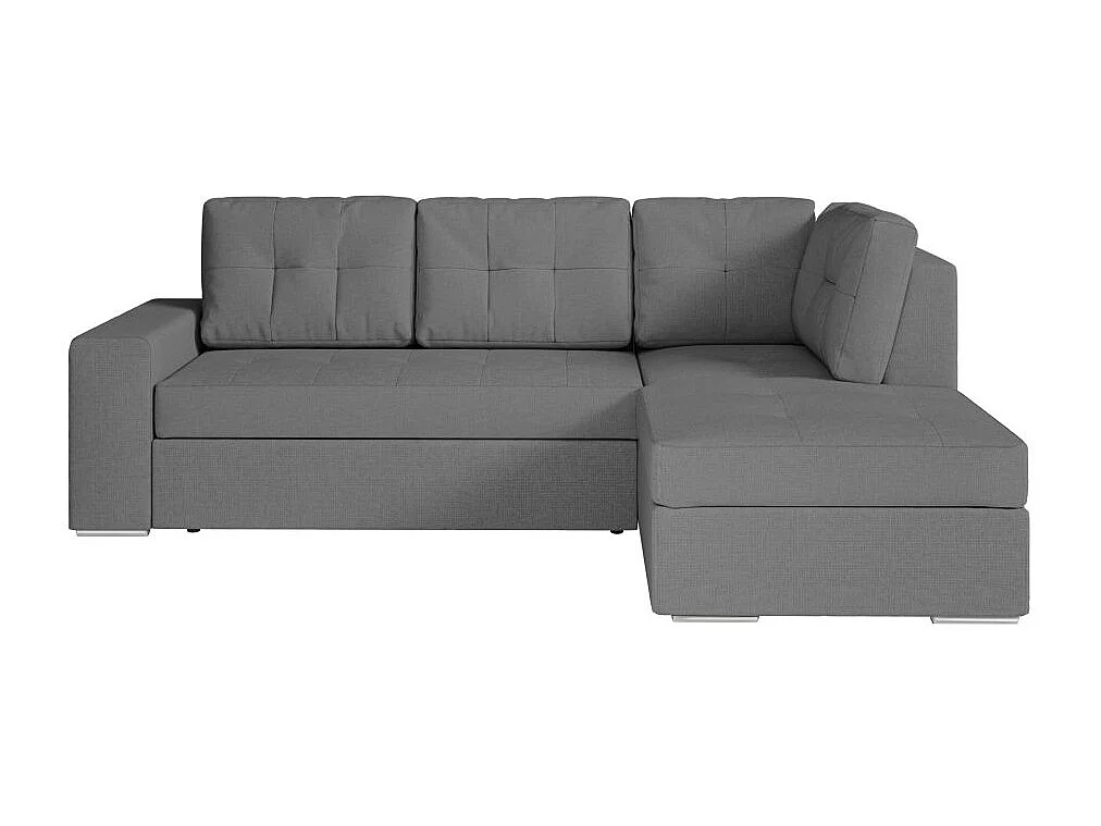 Canapé d'angle droit 3 places convertible Aden avec coffre en tissu - Gris - L246 x P174 x H96cm - Loungitude
