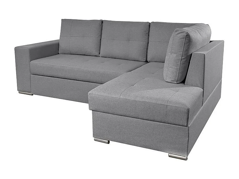 Canapé d'angle droit 3 places convertible Aden avec coffre en tissu - Gris - L246 x P174 x H96cm - Loungitude