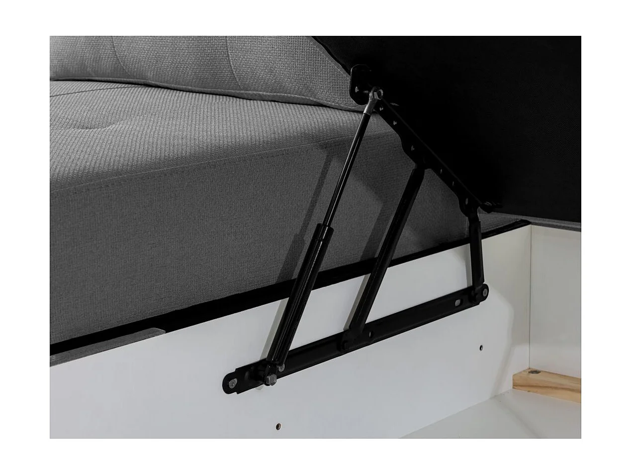 Canapé d'angle droit 3 places convertible Aden avec coffre en tissu - Gris - L246 x P174 x H96cm - Loungitude