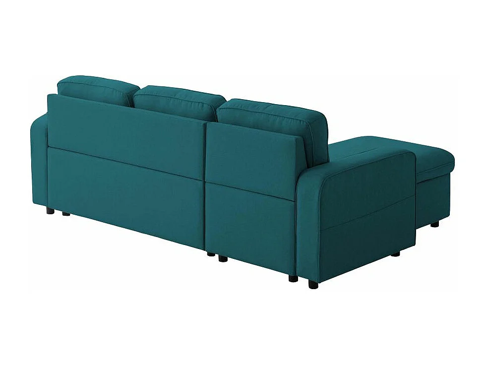 Canapé d'angle 3 places convertible réversible Marius en tissu - Bleu pétrole - L220 x P146 x H84cm - Loungitude