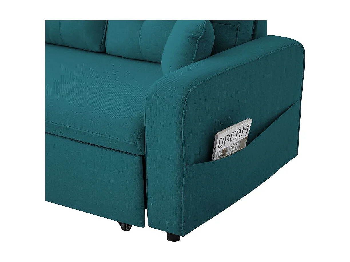 Canapé d'angle 3 places convertible réversible Marius en tissu - Bleu pétrole - L220 x P146 x H84cm - Loungitude