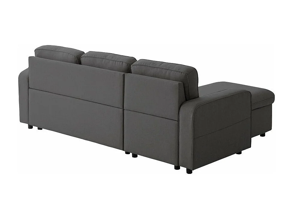 Canapé d'angle 3 places convertible réversible Marius en tissu - Gris anthracite - L220 x P146 x H84cm - Loungitude