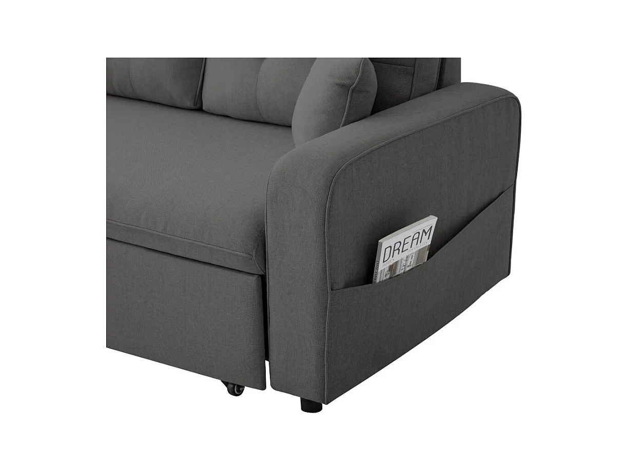 Canapé d'angle 3 places convertible réversible Marius en tissu - Gris anthracite - L220 x P146 x H84cm - Loungitude