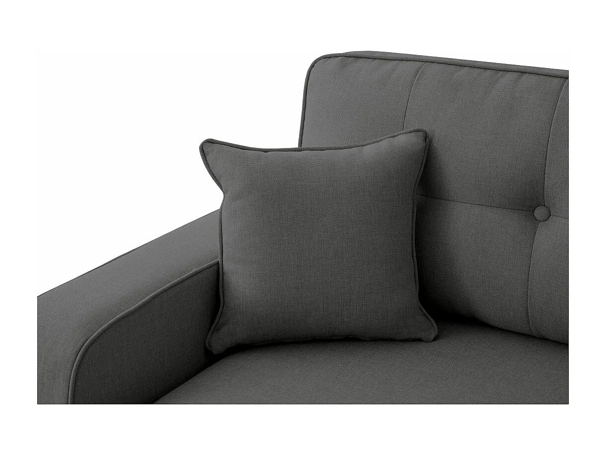 Canapé d'angle 3 places convertible réversible Marius en tissu - Gris anthracite - L220 x P146 x H84cm - Loungitude