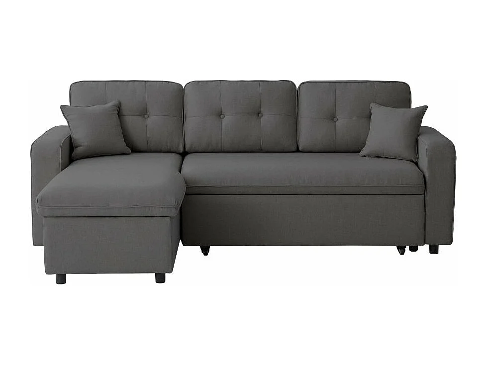 Canapé d'angle 3 places convertible réversible Marius en tissu - Gris anthracite - L220 x P146 x H84cm - Loungitude