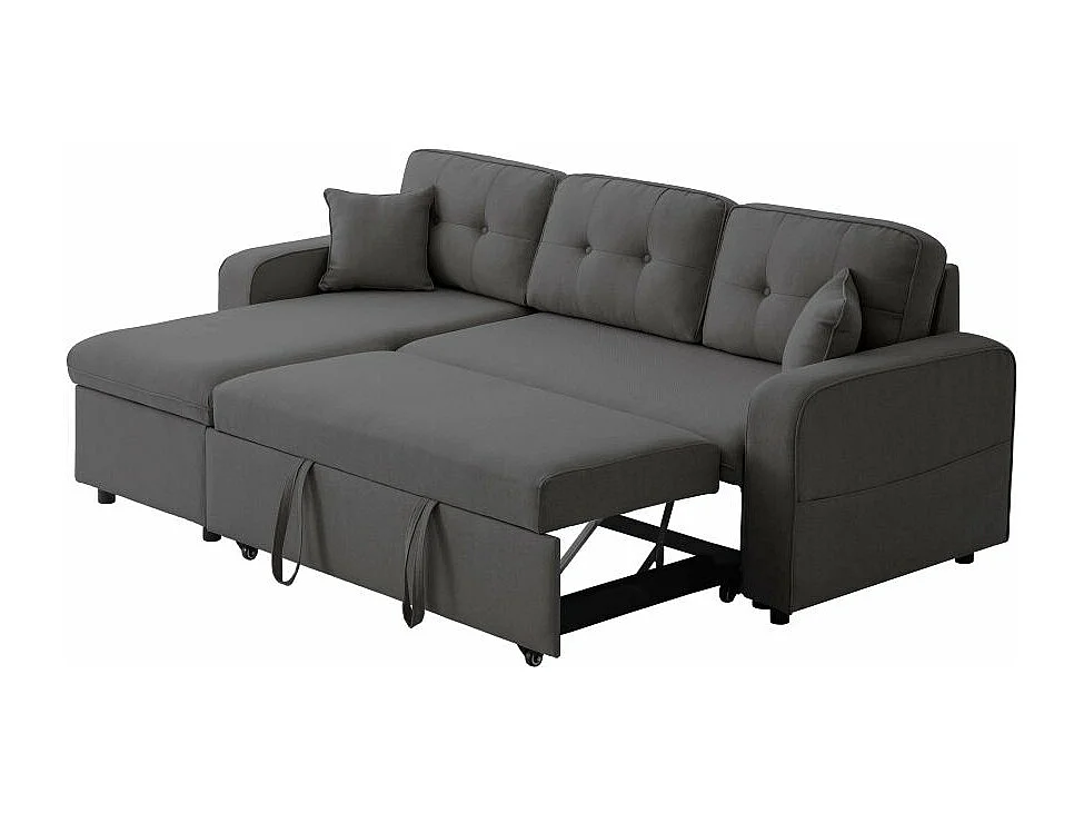 Canapé d'angle 3 places convertible réversible Marius en tissu - Gris anthracite - L220 x P146 x H84cm - Loungitude