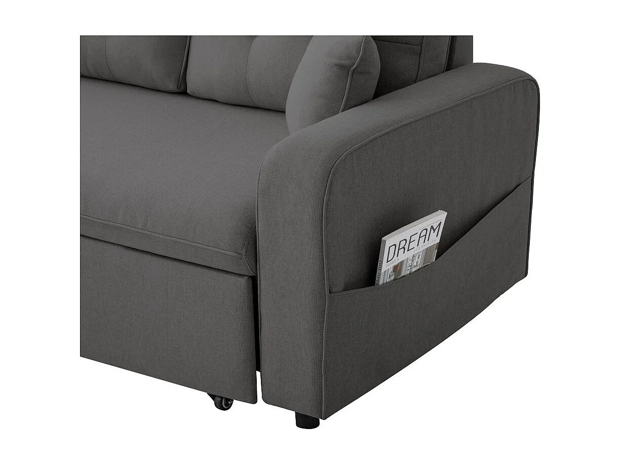 Canapé d'angle 3 places convertible réversible Marius en tissu - Gris anthracite - L220 x P146 x H84cm - Loungitude