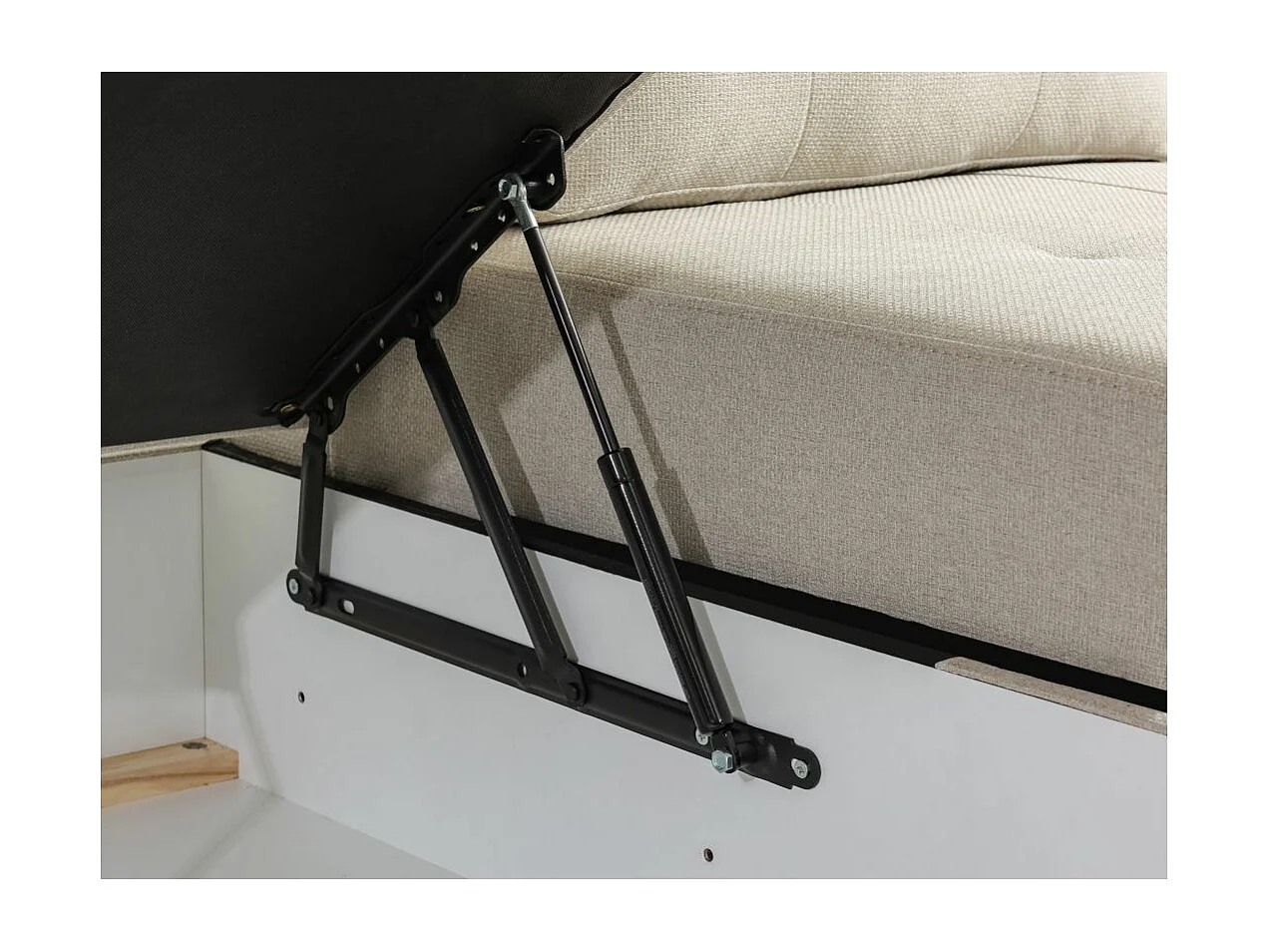 Canapé d'angle gauche 3 places convertible Aden avec coffre en tissu - Beige - L246 x P174 x H96cm - Loungitude