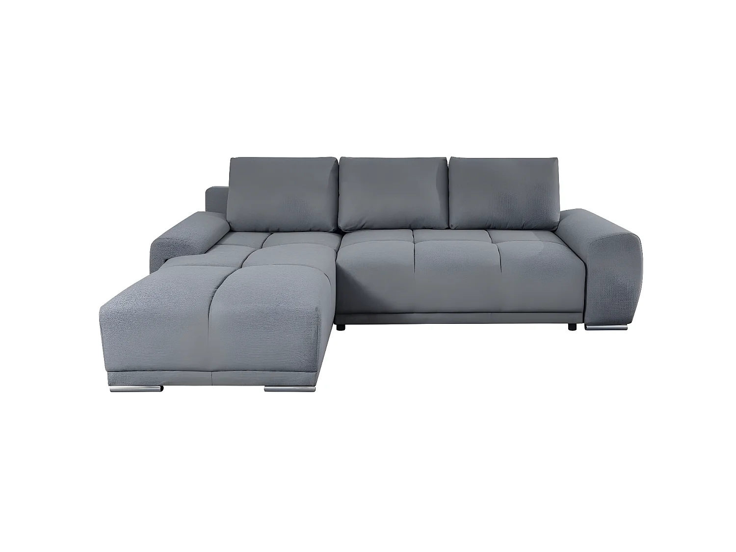 Canapé d'angle gauche 4 places convertible Cassandra avec coffre en tissu - Gris - L270 x P181 x H89cm - Loungitude