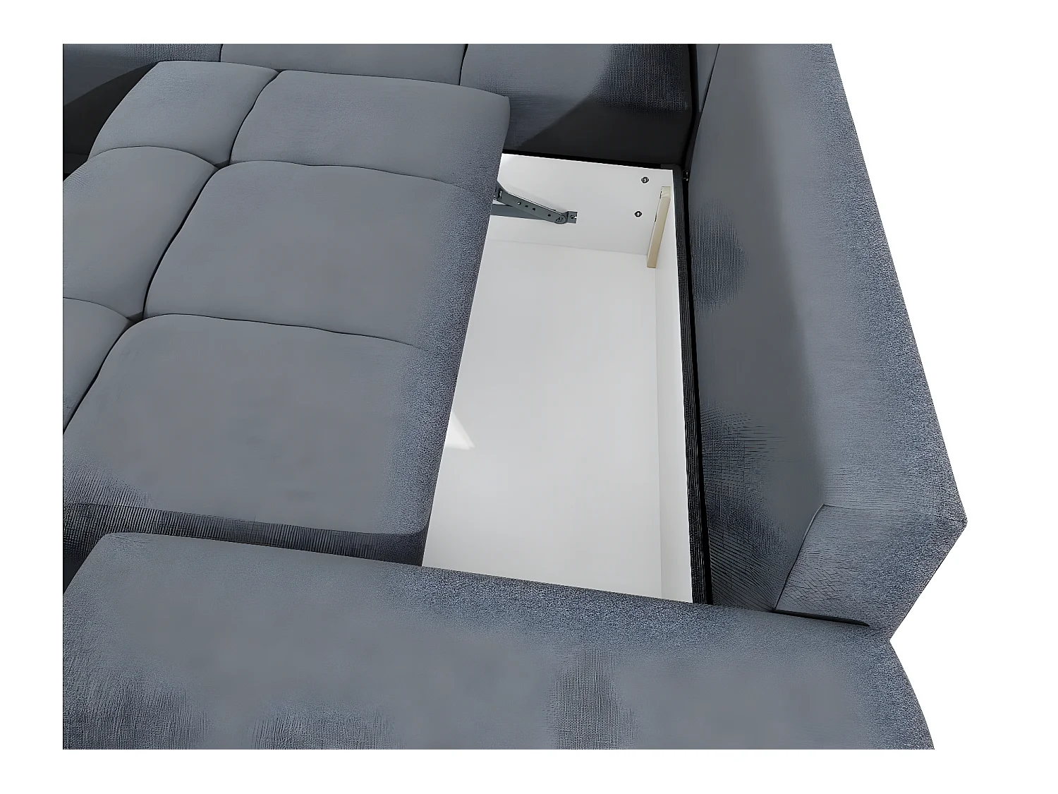 Canapé d'angle gauche 4 places convertible Cassandra avec coffre en tissu - Gris - L270 x P181 x H89cm - Loungitude