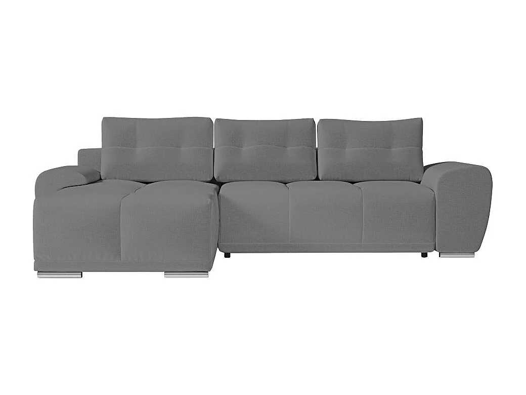 Canapé d'angle gauche 4 places convertible Cassandra avec coffre en tissu - Gris - L270 x P181 x H89cm - Loungitude