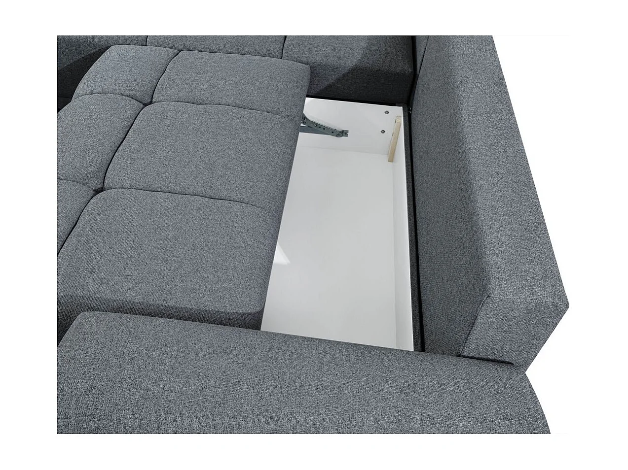 Canapé d'angle gauche 4 places convertible Cassandra avec coffre en tissu - Gris - L270 x P181 x H89cm - Loungitude