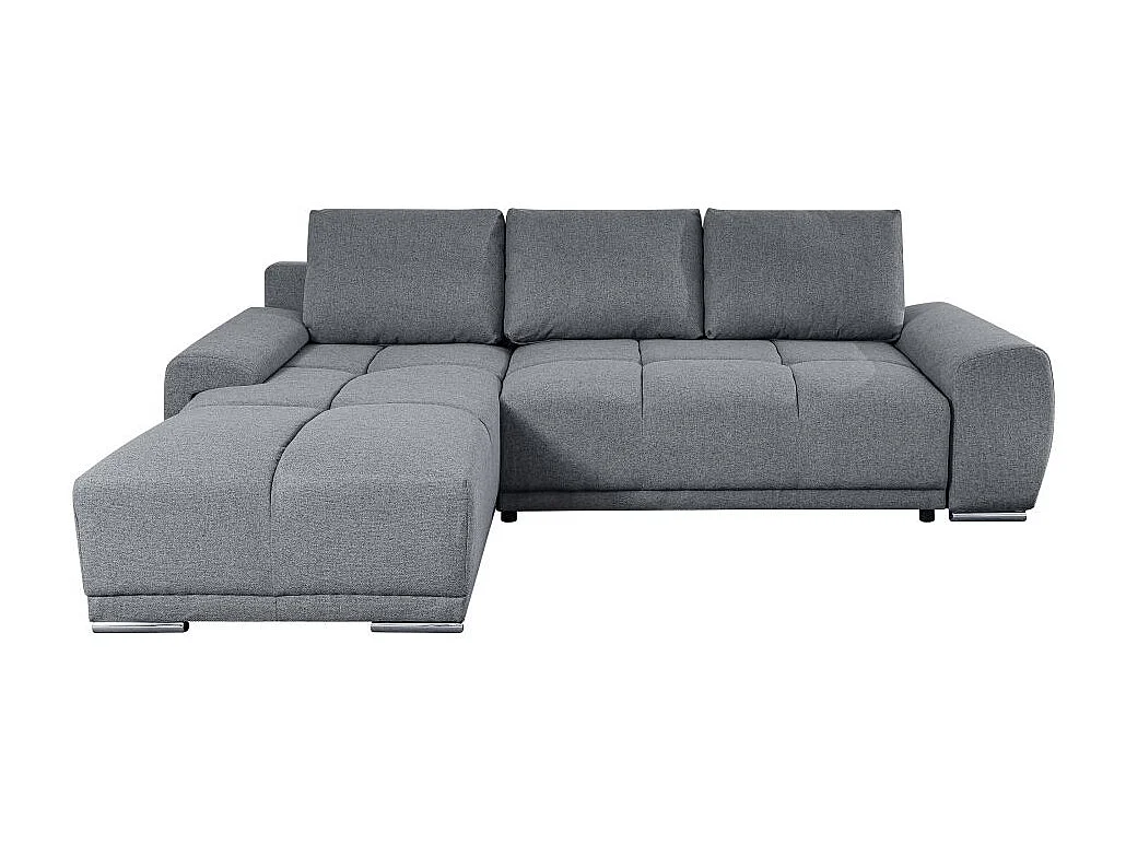 Canapé d'angle gauche 4 places convertible Cassandra avec coffre en tissu - Gris - L270 x P181 x H89cm - Loungitude