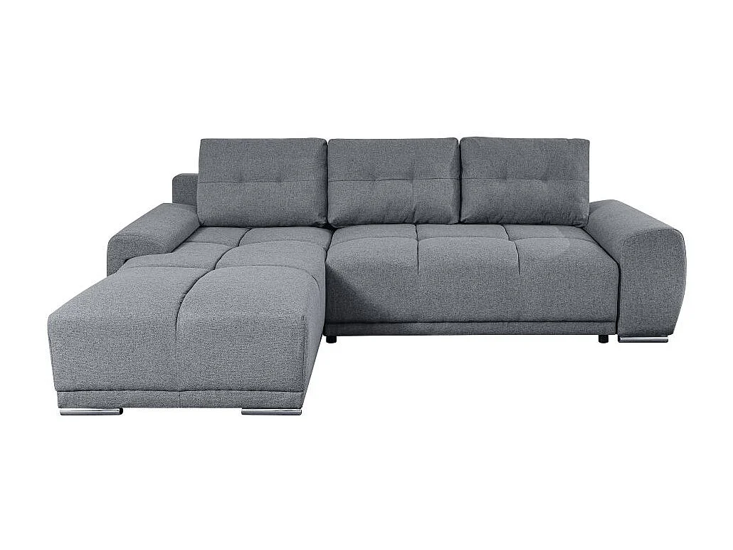 Canapé d'angle gauche 4 places convertible Cassandra avec coffre en tissu - Gris - L270 x P181 x H89cm - Loungitude