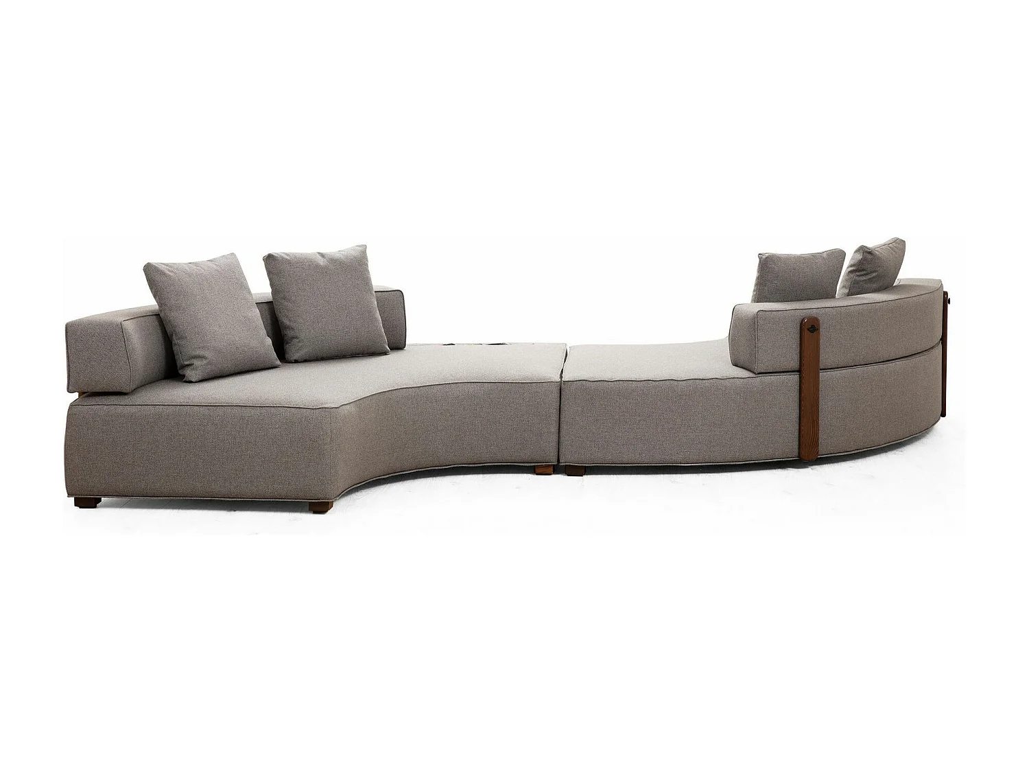 Canapé modulable 2 places Tesce Bois foncé et Tissu Gris