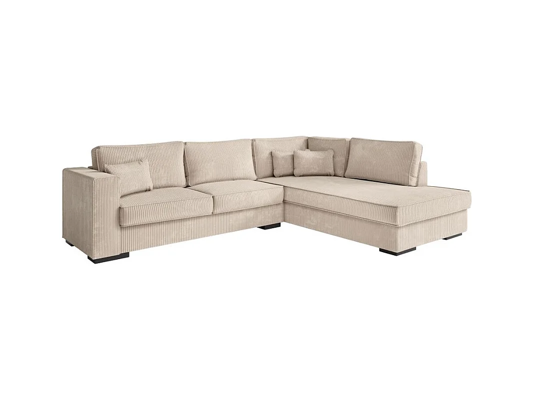 Canapé d'angle droit Belami XXL 6 places en velours côtelé - Beige - L303 x P228 x H86cm - Loungitude