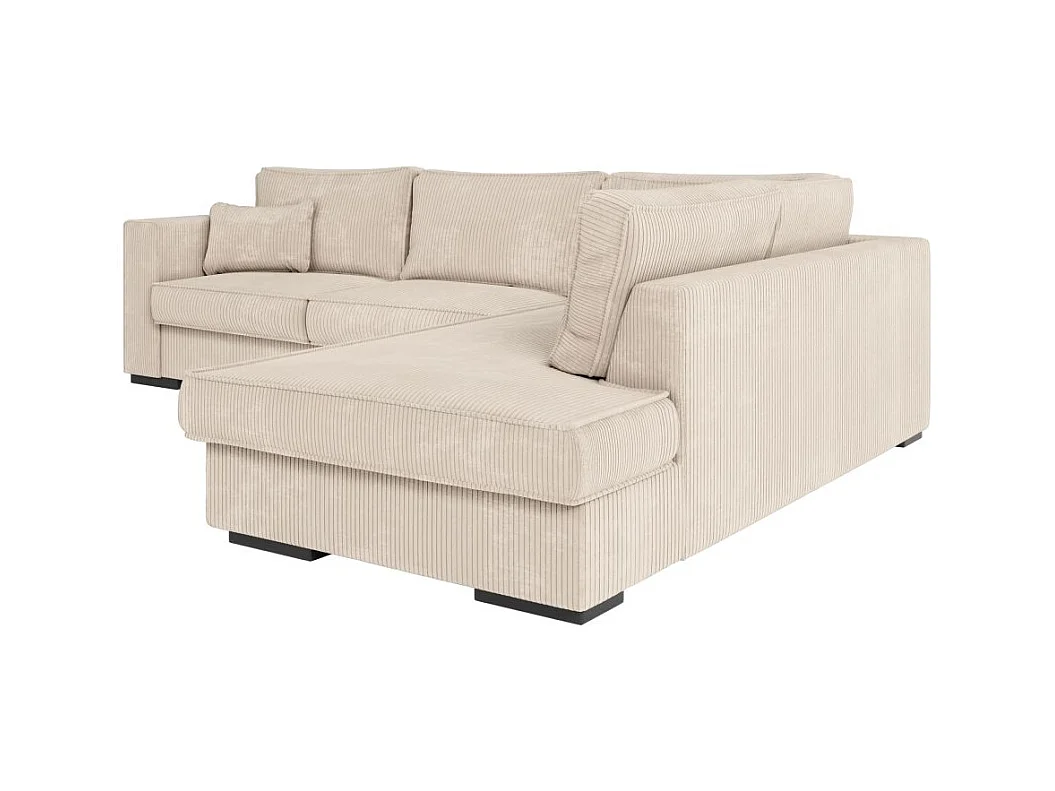 Canapé d'angle droit Belami XXL 6 places en velours côtelé - Beige - L303 x P228 x H86cm - Loungitude