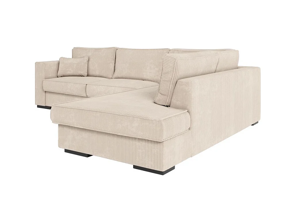 Canapé d'angle droit Belami XXL 6 places en velours côtelé - Beige - L303 x P228 x H86cm - Loungitude