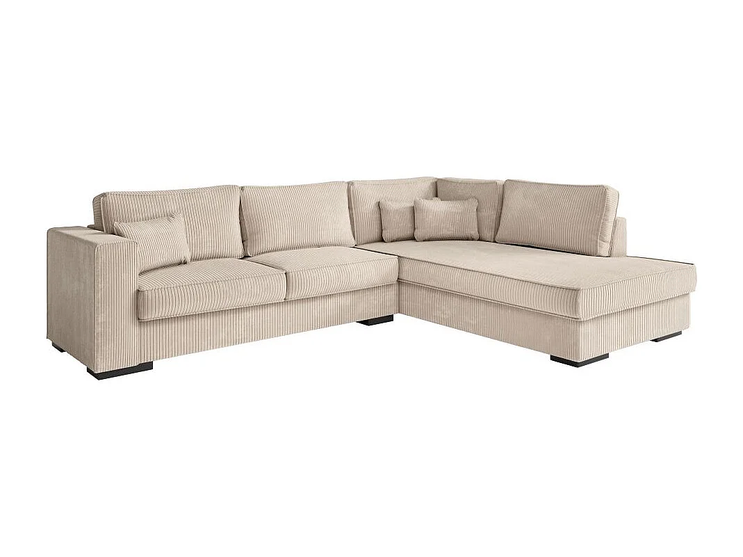 Canapé d'angle droit Belami XXL 6 places en velours côtelé - Beige - L303 x P228 x H86cm - Loungitude