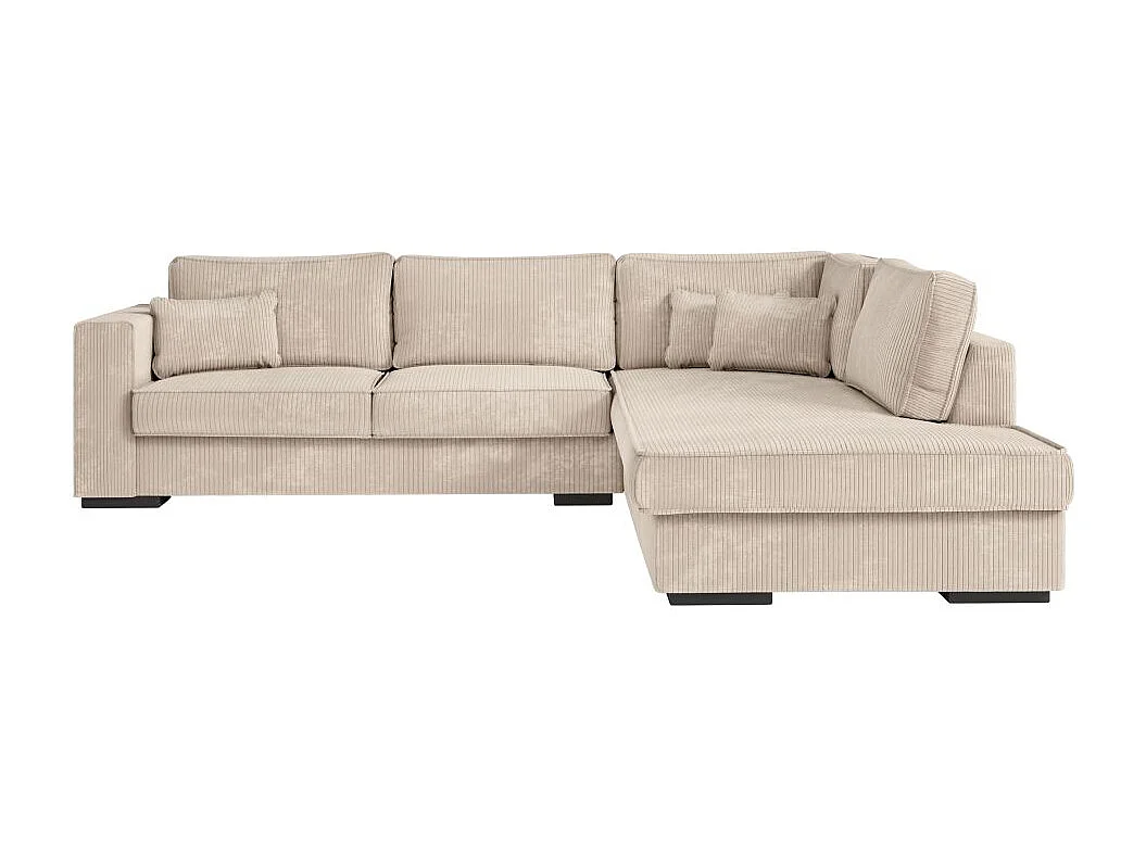 Canapé d'angle droit Belami XXL 6 places en velours côtelé - Beige - L303 x P228 x H86cm - Loungitude