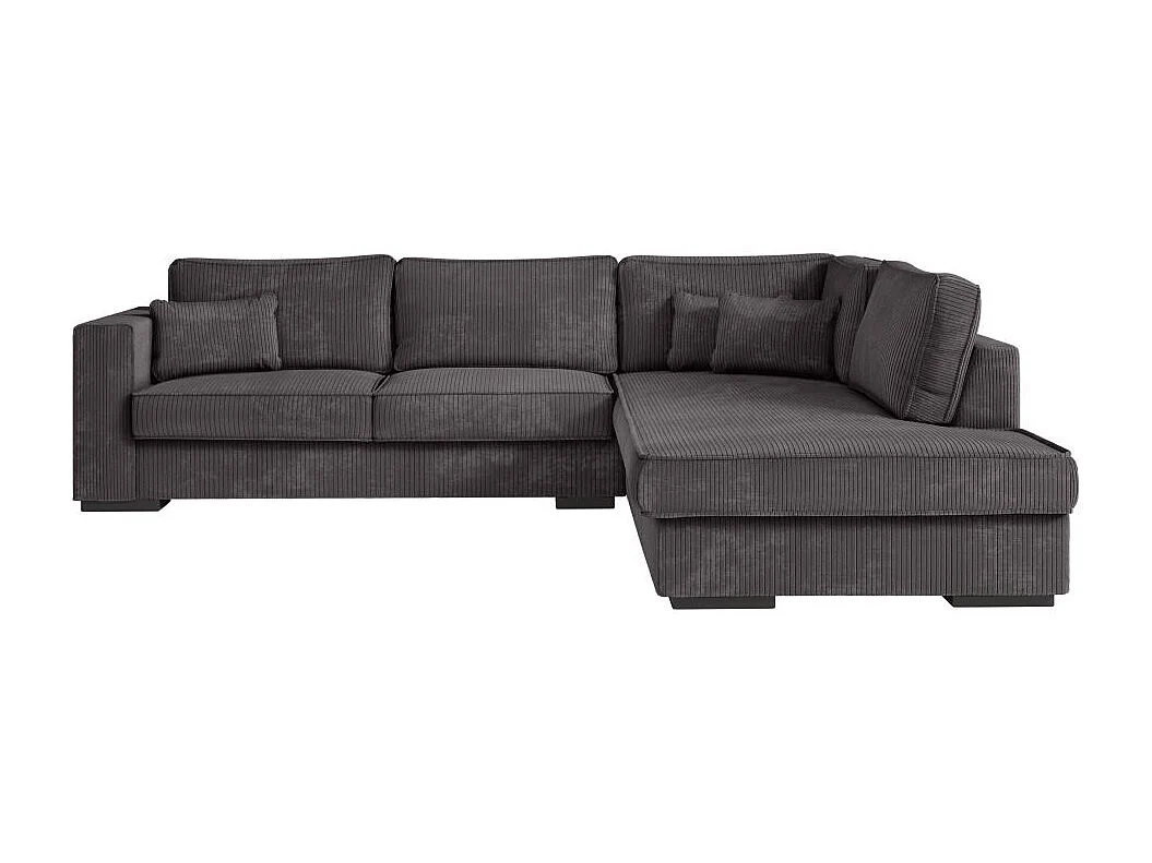 Canapé d'angle droit Belami XXL 6 places en velours côtelé - Gris anthracite - L303 x P228 x H86cm - Loungitude
