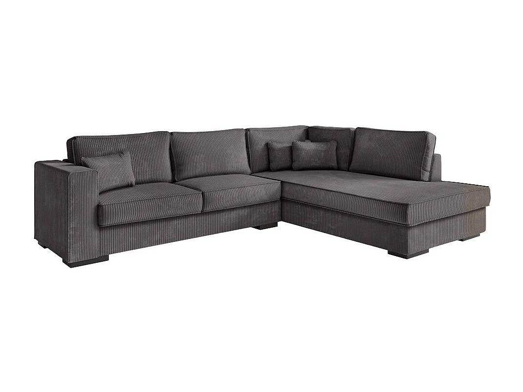 Canapé d'angle droit Belami XXL 6 places en velours côtelé - Gris anthracite - L303 x P228 x H86cm - Loungitude