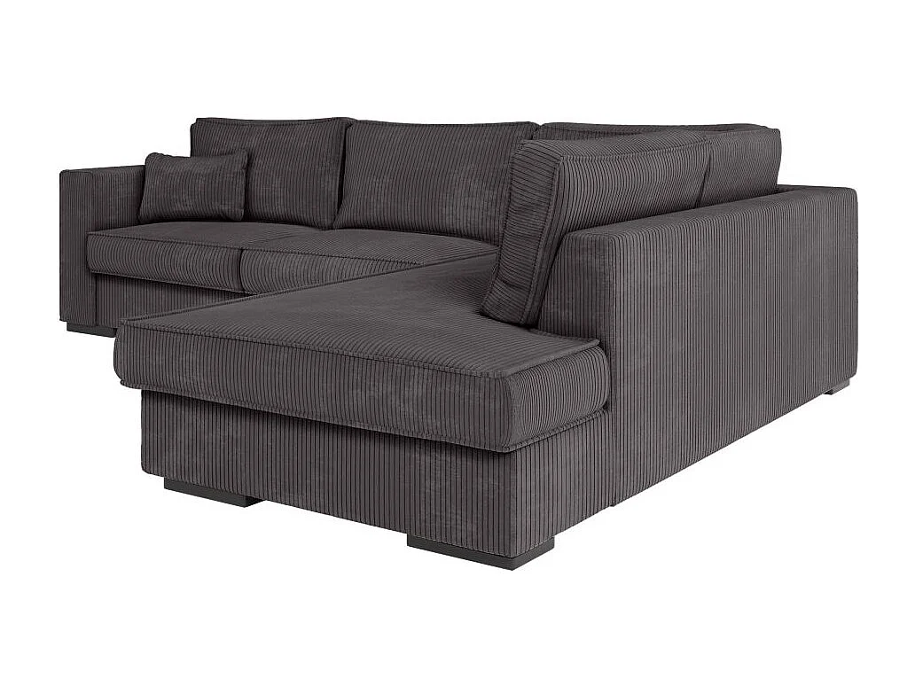 Canapé d'angle droit Belami XXL 6 places en velours côtelé - Gris anthracite - L303 x P228 x H86cm - Loungitude