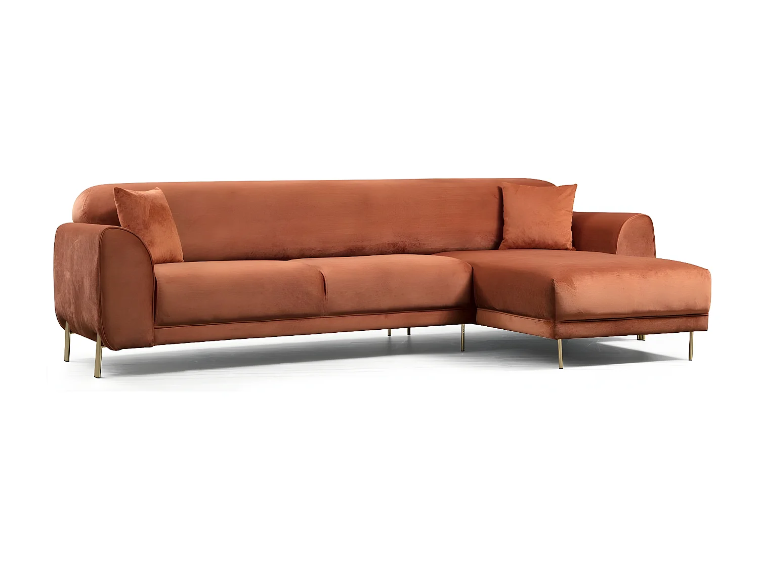 Canapé d'angle à droite Laysan Velours Cannelle