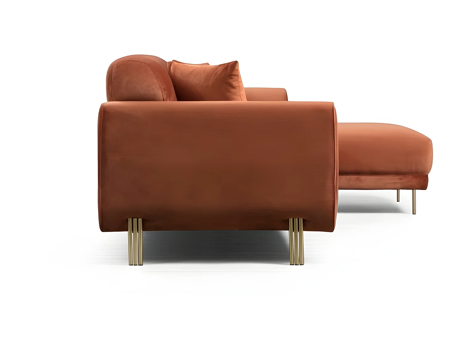 Canapé d'angle à droite Laysan Velours Cannelle