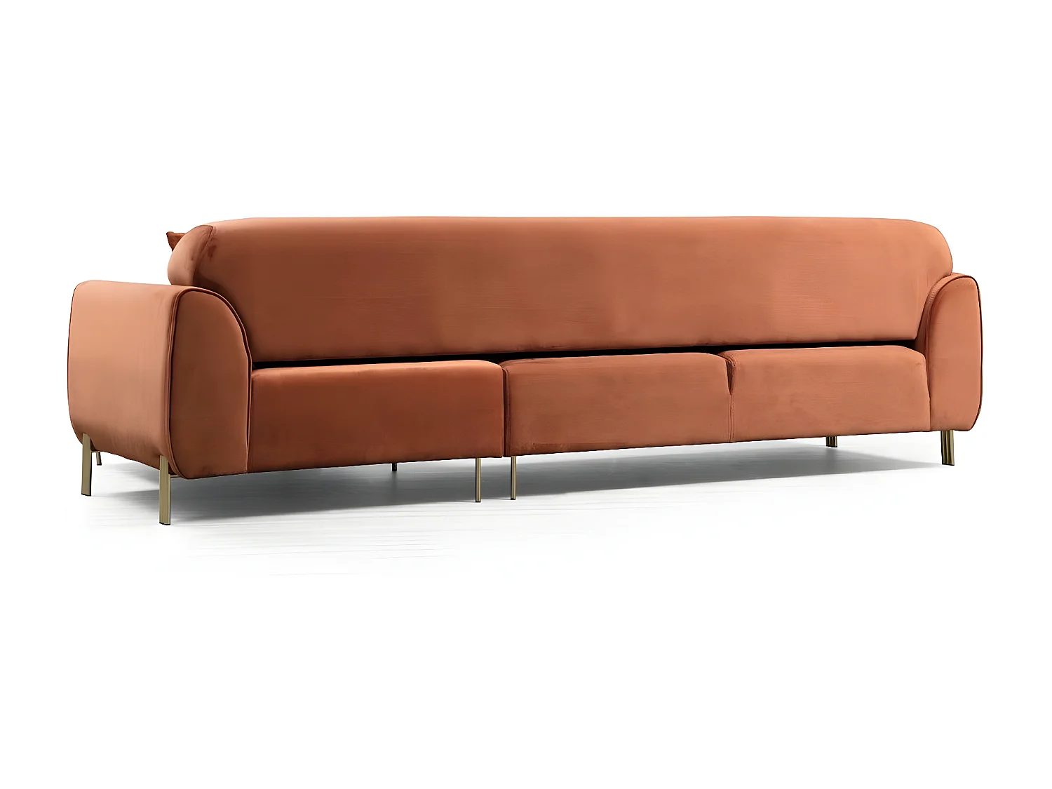 Canapé d'angle à droite Laysan Velours Cannelle