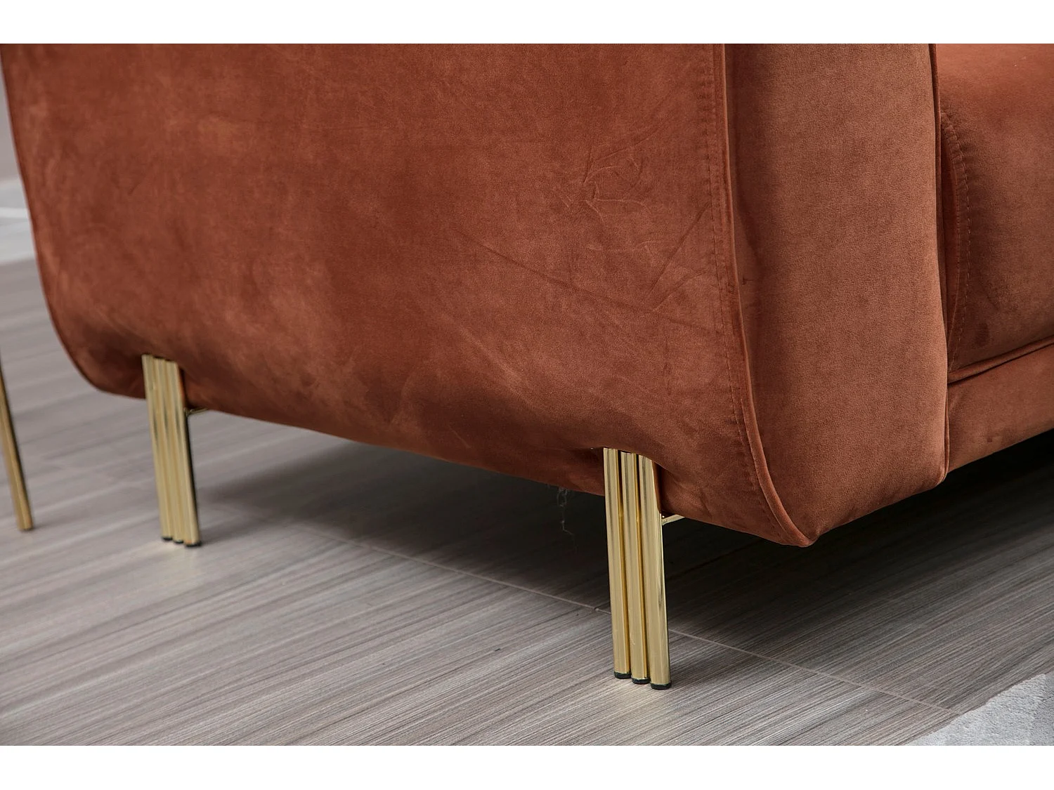 Canapé d'angle à droite Laysan Velours Cannelle