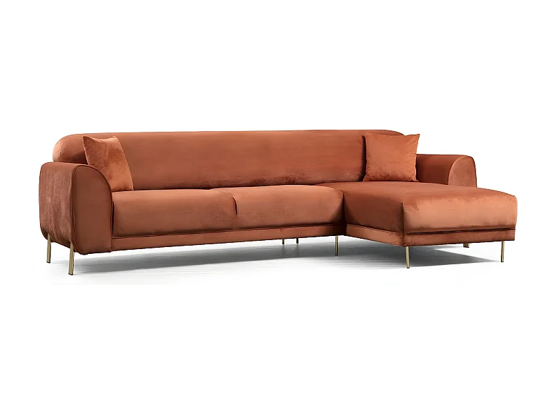 Canapé d'angle à droite Laysan Velours Cannelle