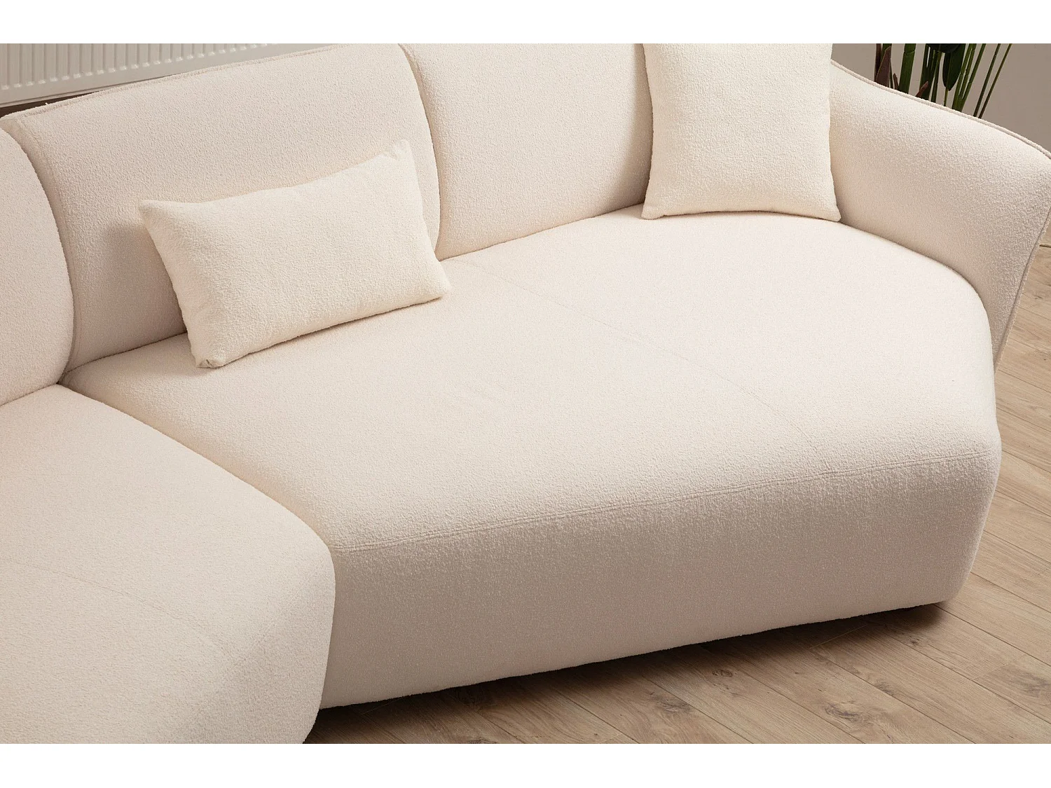 Sofá Altadena 431, De color marrón claro, 288x108x79cm, Tapiz, Patas: Madera