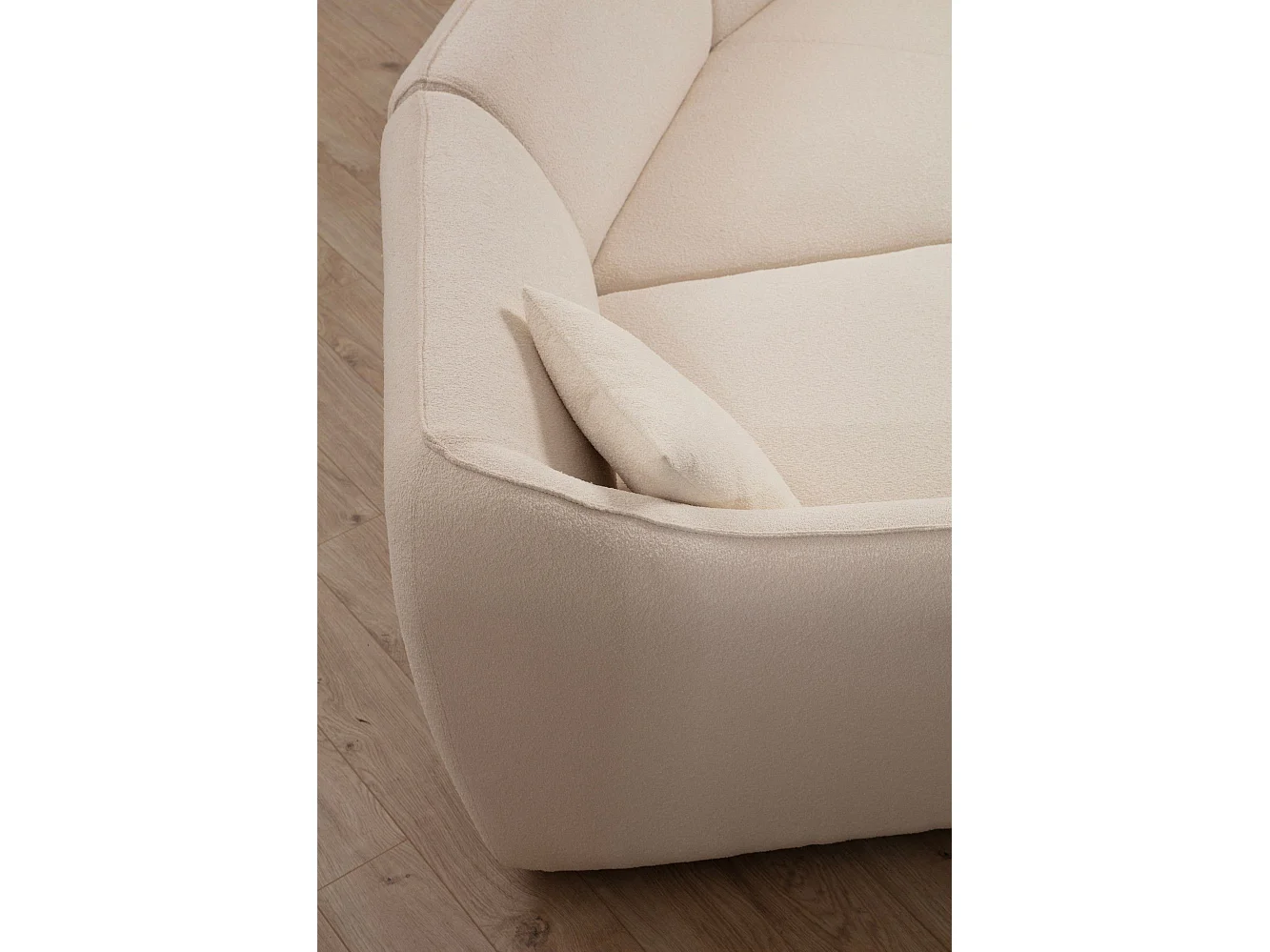 Canapé 3 places Kanto Tissu bouclette Blanc crème